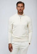 Men's Quarter-Zip Classic Knit Sweater - White