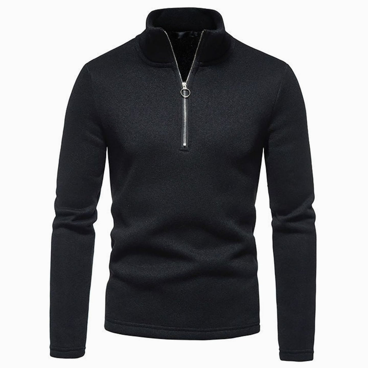 Men's Quarter-Zip Mock Neck Fine Knit Pullover Sweater