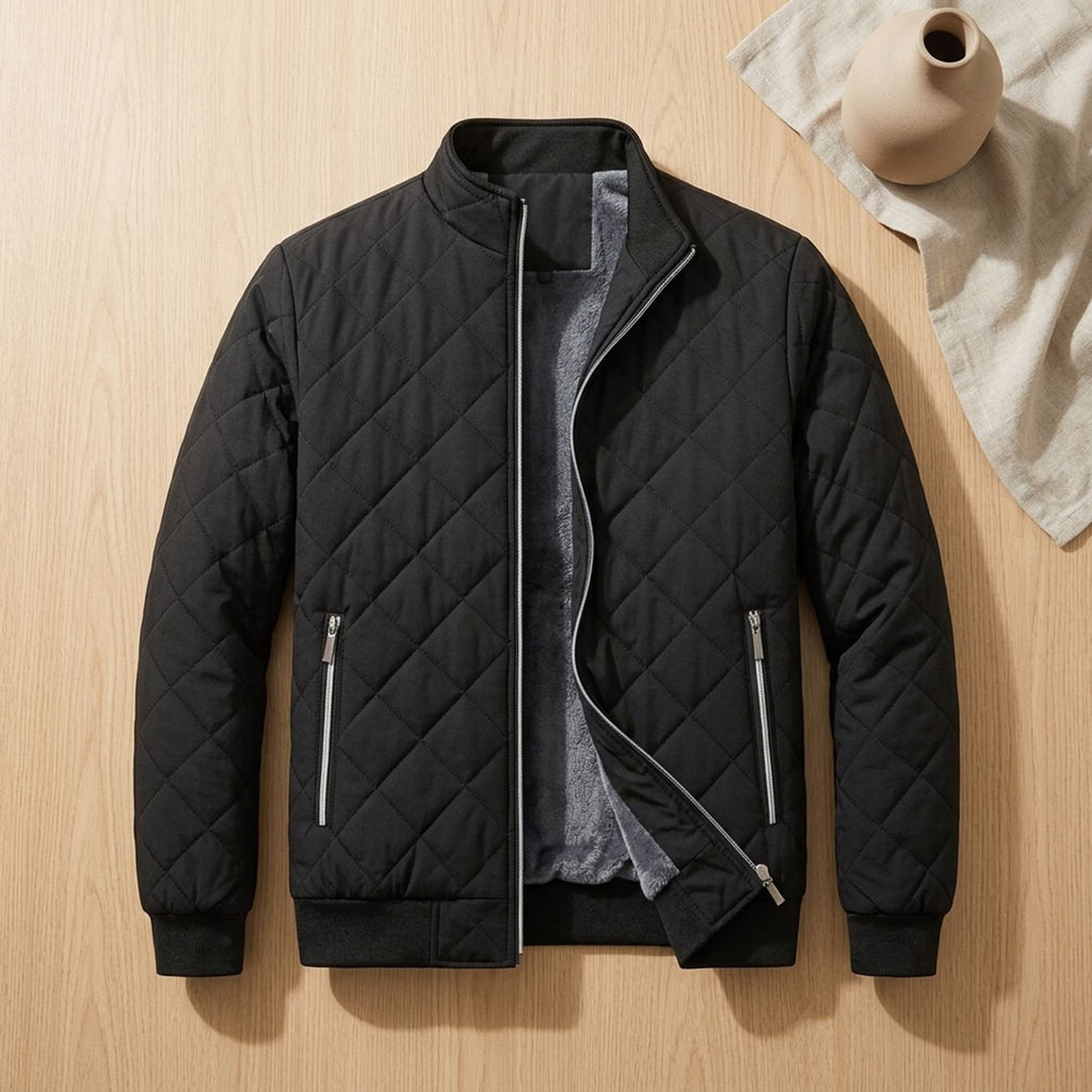 Men's Quilted Fleece-Lined Zip-Up Puffer Jacket