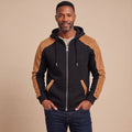 Men's Quilted Full-Zip Hoodie Colorblock Sweatshirt Jacket - Black