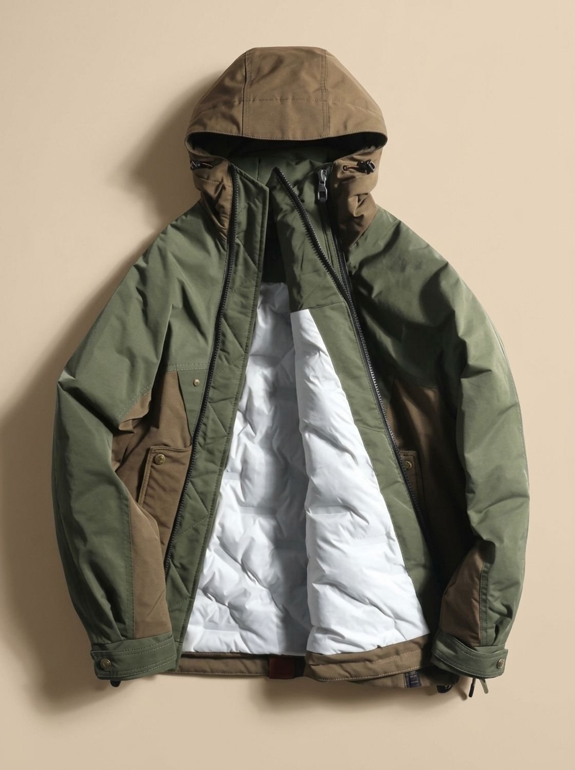 Men's Quilted Hooded Half-Zip Anorak Jacket
