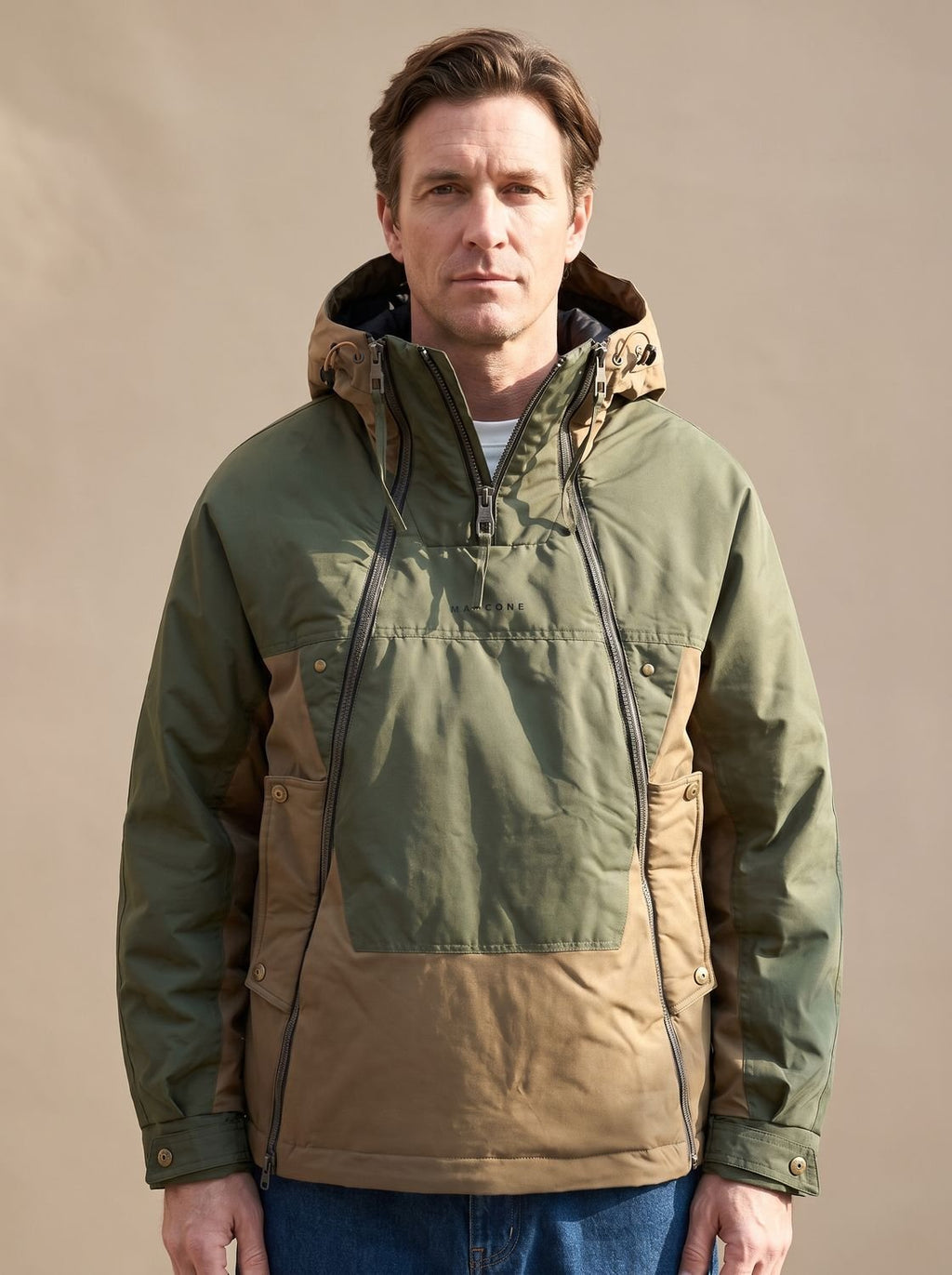 Men's Quilted Hooded Half-Zip Anorak Jacket