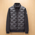 Men's Quilted Hybrid Fleece-Sleeve Puffer Jacket - Black
