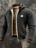 Men's Quilted Jacket Sherpa Lined Hooded Full-Zip Winter Coat - Gray