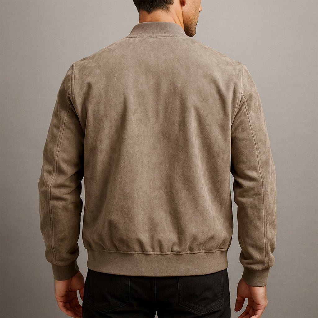 Mens Quilted Jacket Slim Fit Suede Bomber