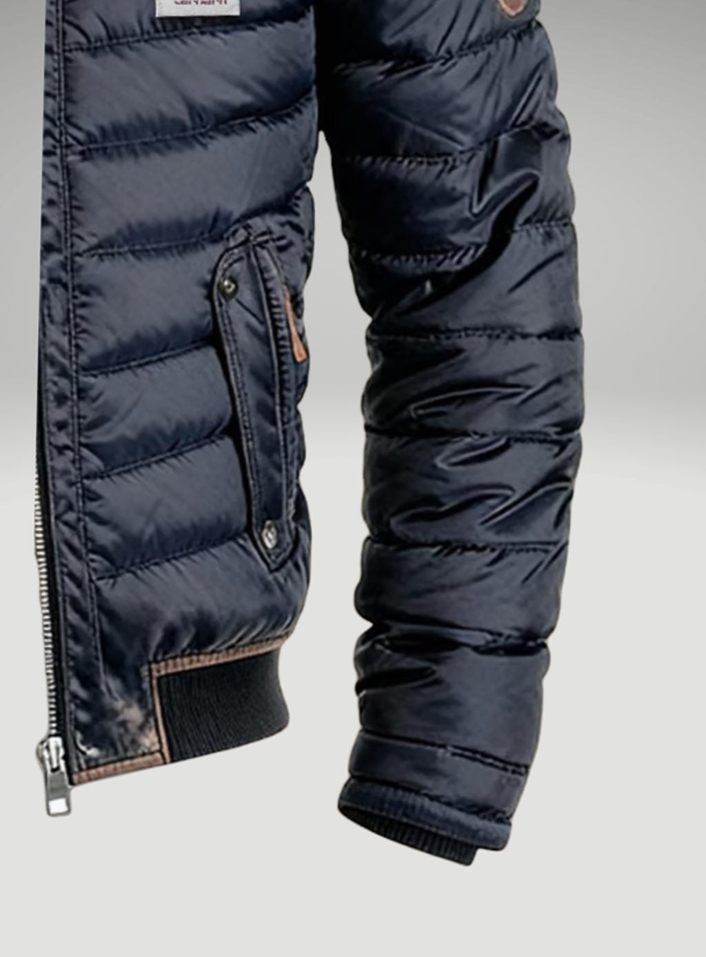 Men's Quilted Puffer Bomber Jacket Stand Collar Full-Zip