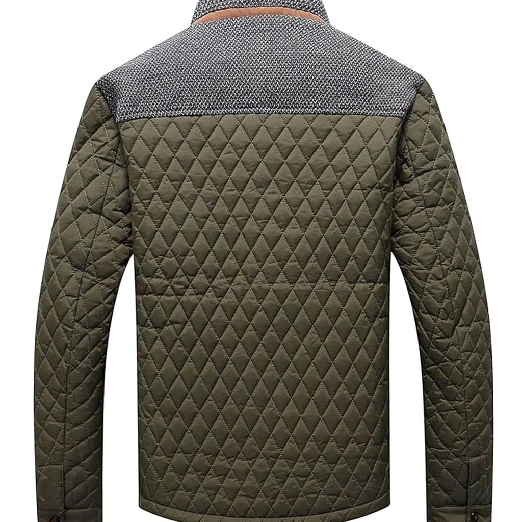 Men's Quilted Stand-Collar Button-Front Jacket
