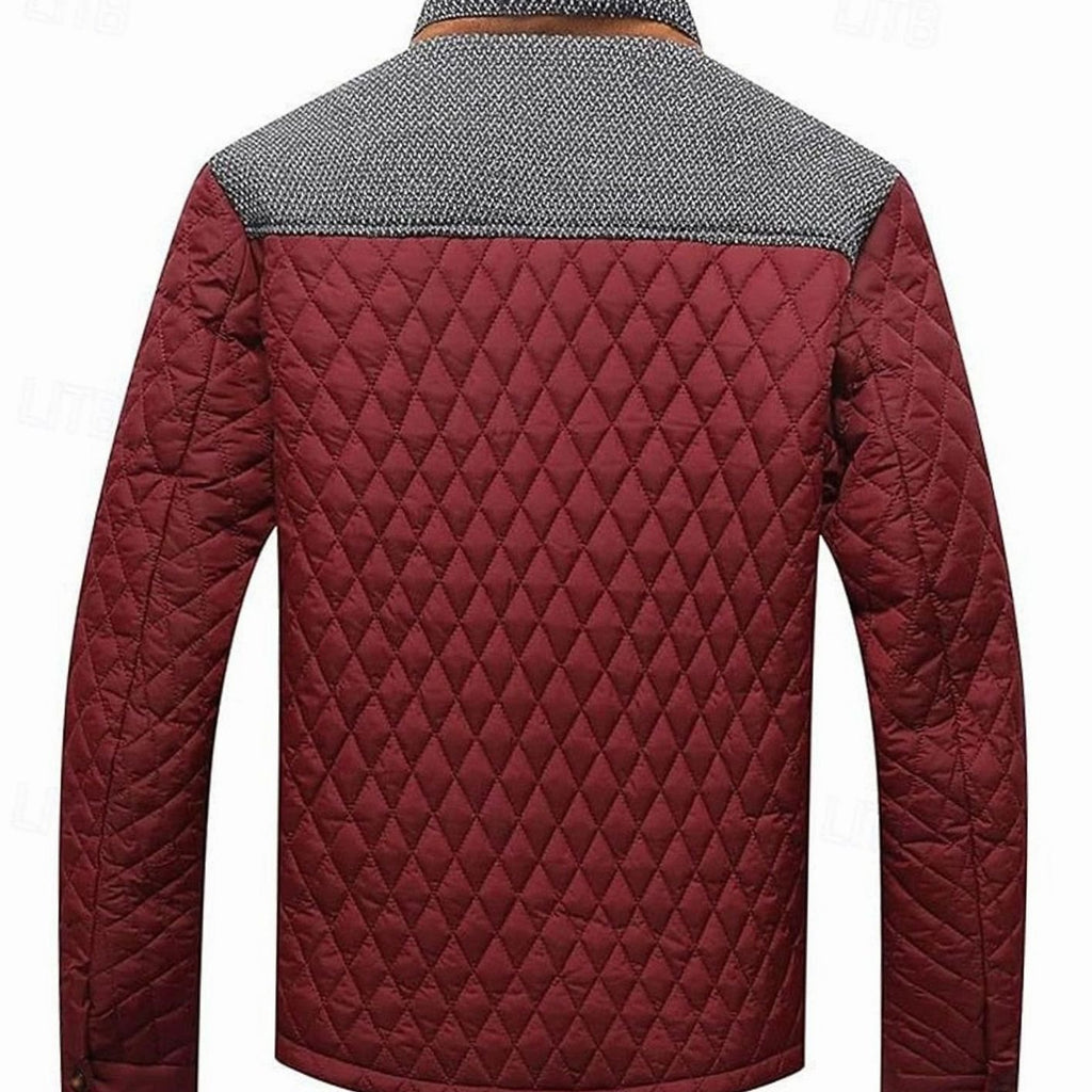 Men's Quilted Stand-Collar Button-Front Jacket