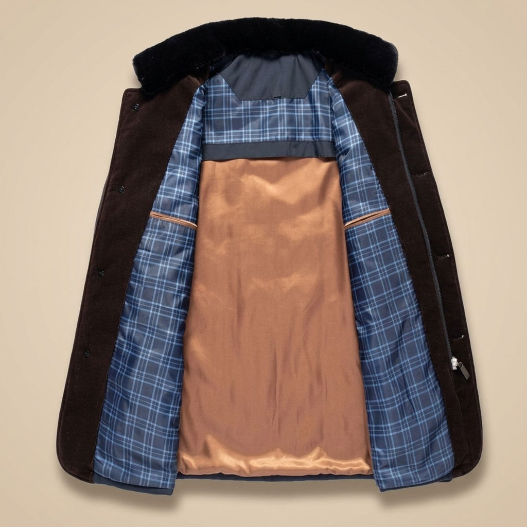 Men's Quilted Stand-Collar Fleece-Lined Winter Jacket