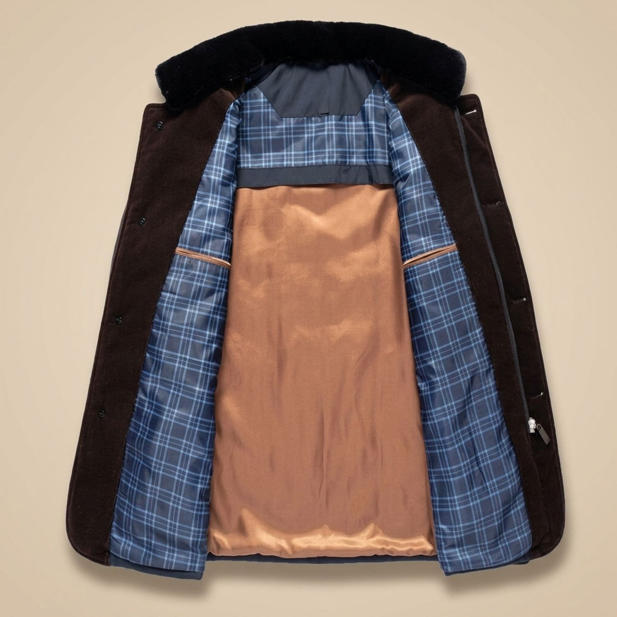 Men's Quilted Stand-Collar Fleece-Lined Winter Jacket