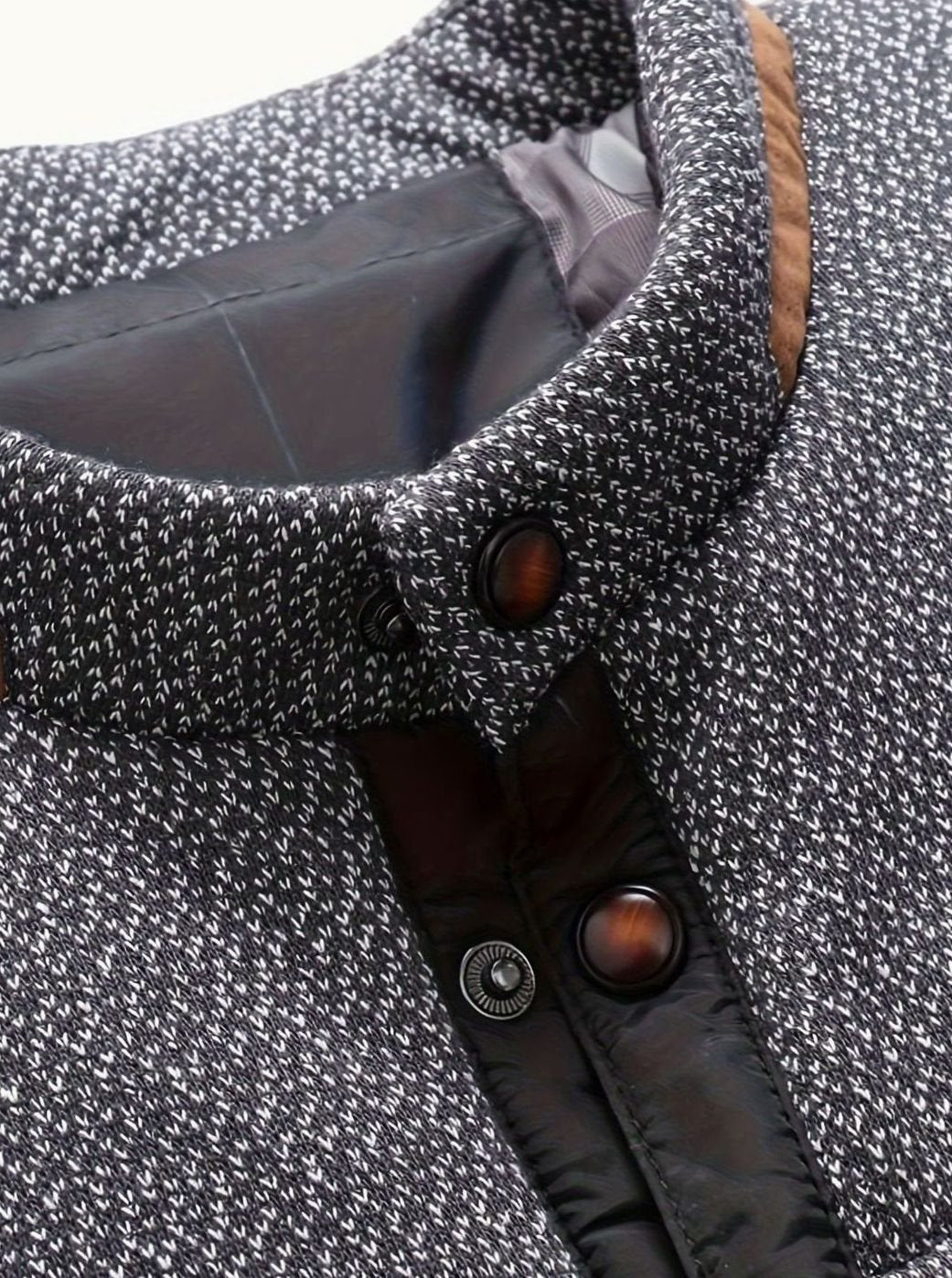Men's Quilted Stand-Collar Two-Tone Snap-Front Jacket