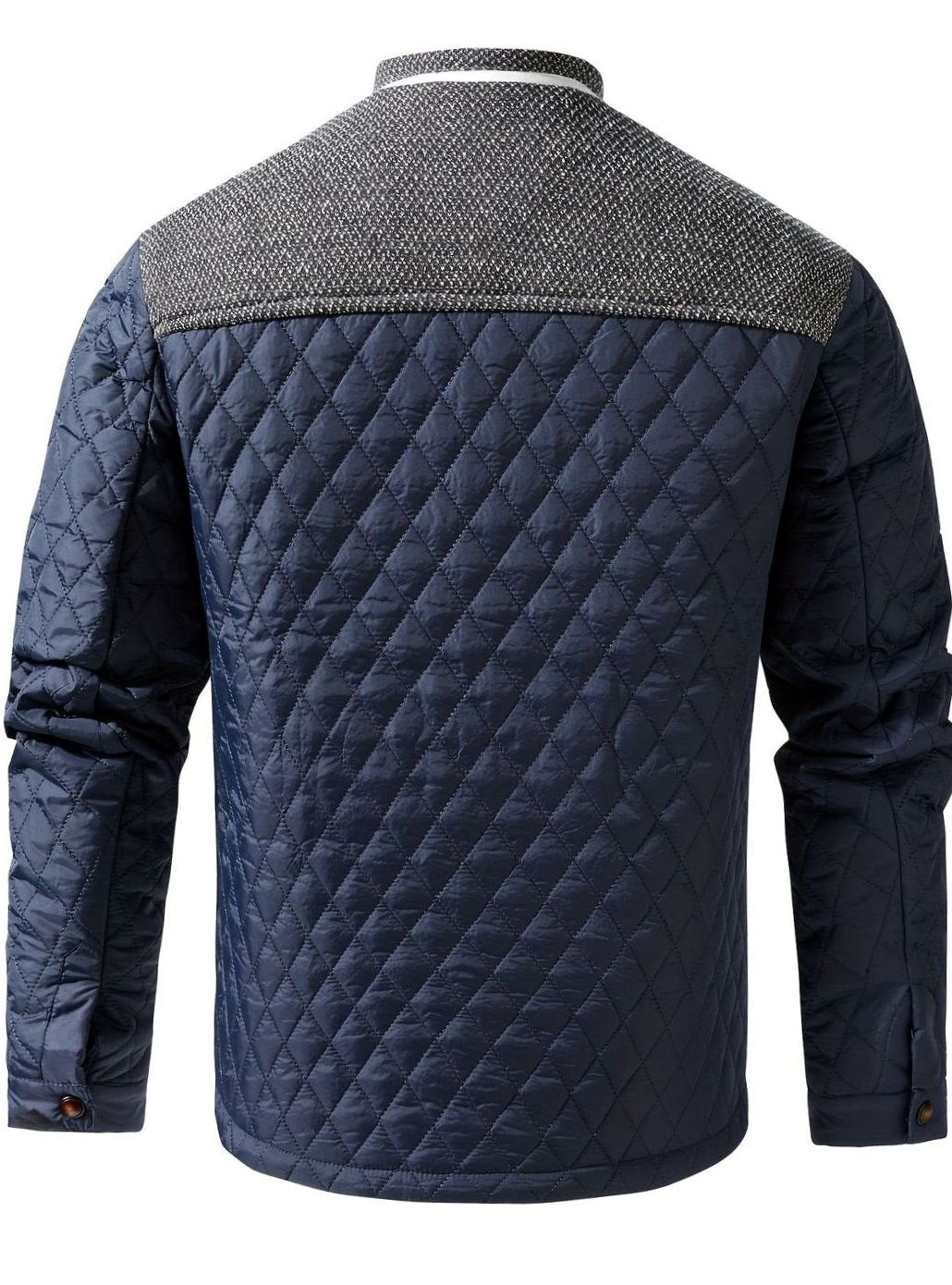 Men's Quilted Stand-Collar Two-Tone Snap-Front Jacket