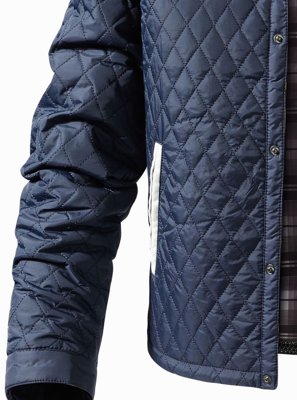 Men's Quilted Stand-Collar Two-Tone Snap-Front Jacket