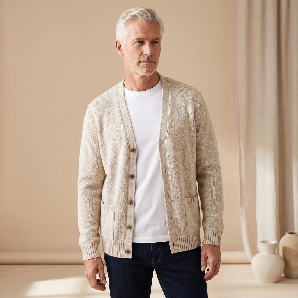 Men's Relaxed-Fit Button-Front Knit Cardigan Sweater