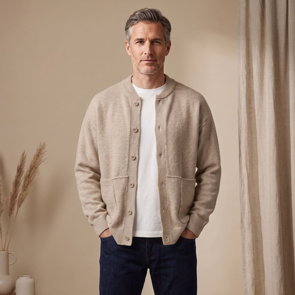 Men's Relaxed-Fit Button-Front Knit Cardigan Sweater
