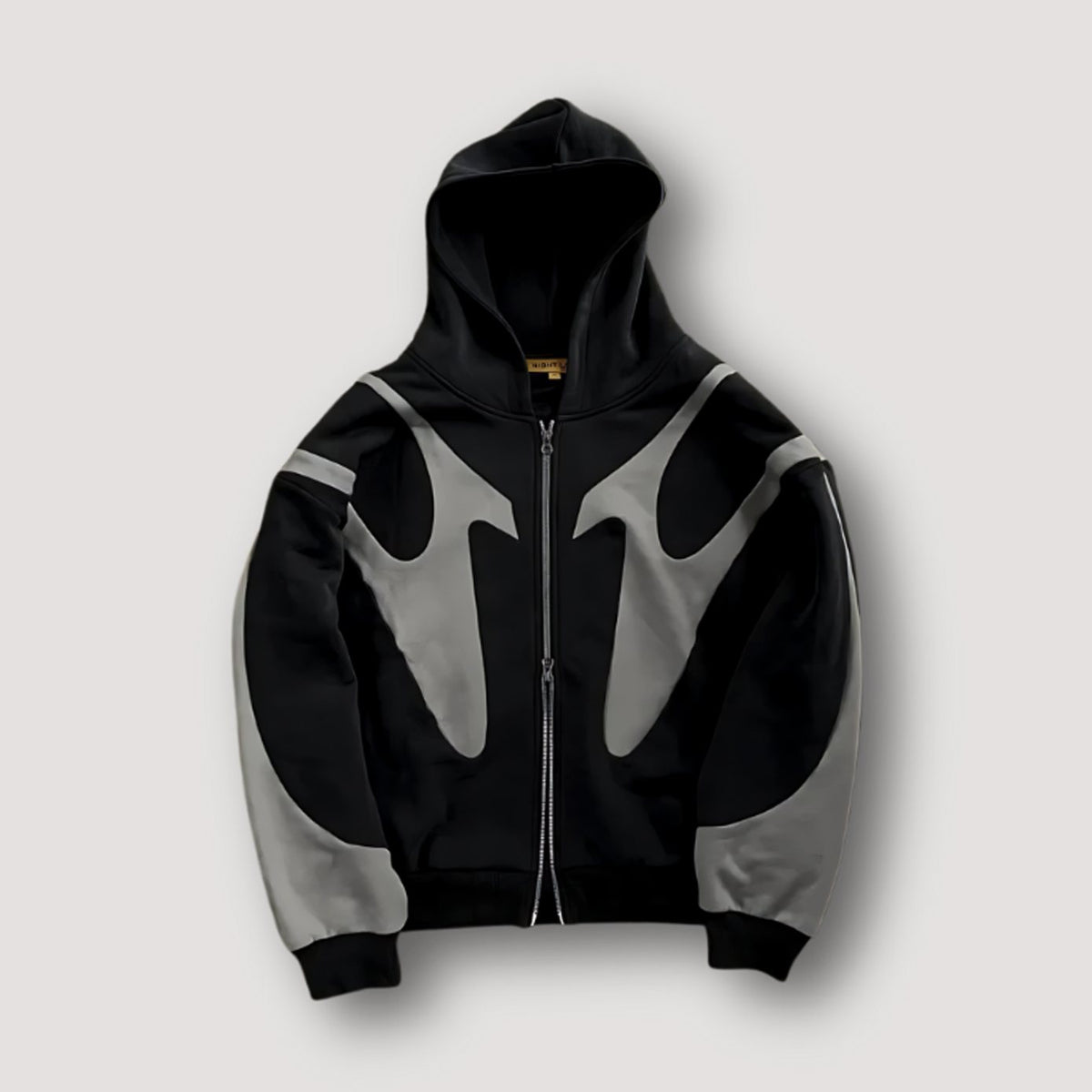 Men's Relaxed-Fit Contrast-Panel Full-Zip Hoodie - Black