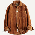 Men's Relaxed-Fit Corduroy Button-Up Long Sleeve Shirt - Orange