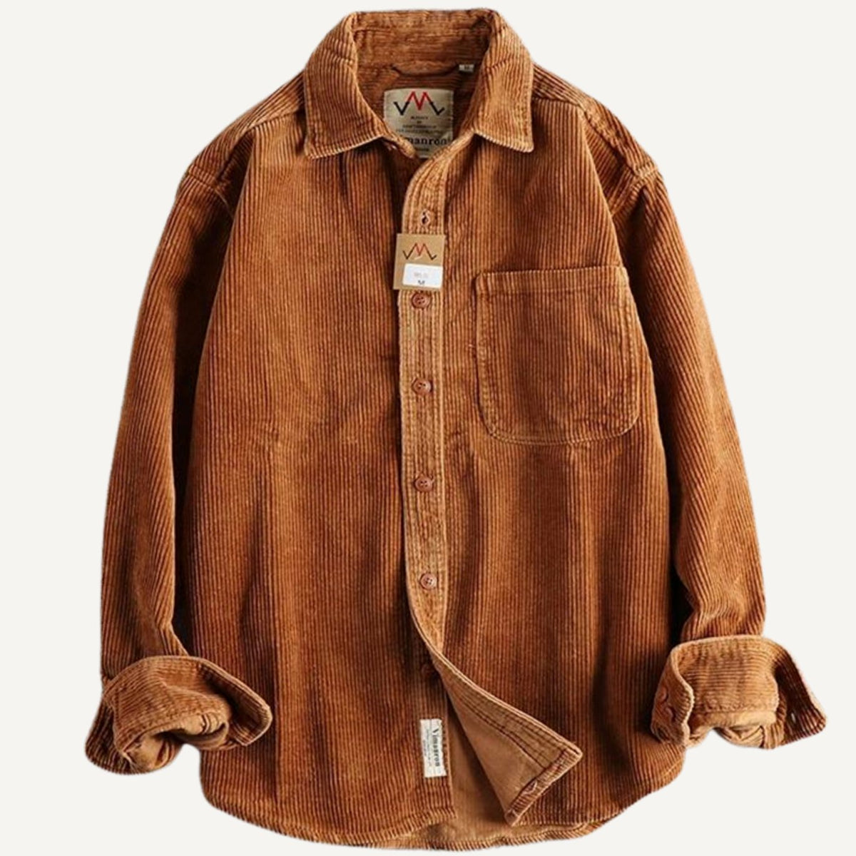 Men's Relaxed-Fit Corduroy Button-Up Long Sleeve Shirt - Orange