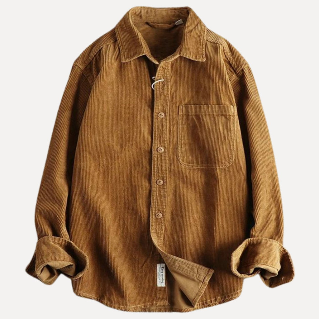 Men's Relaxed-Fit Corduroy Button-Up Long Sleeve Shirt - Honey