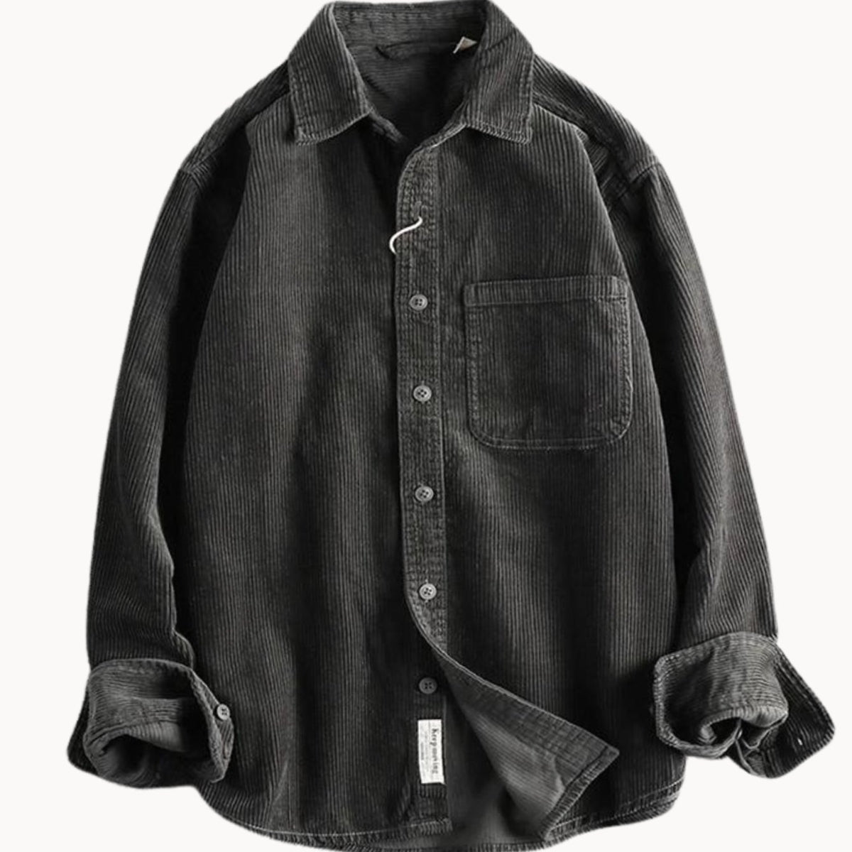 Men's Relaxed-Fit Corduroy Button-Up Long Sleeve Shirt - Gray