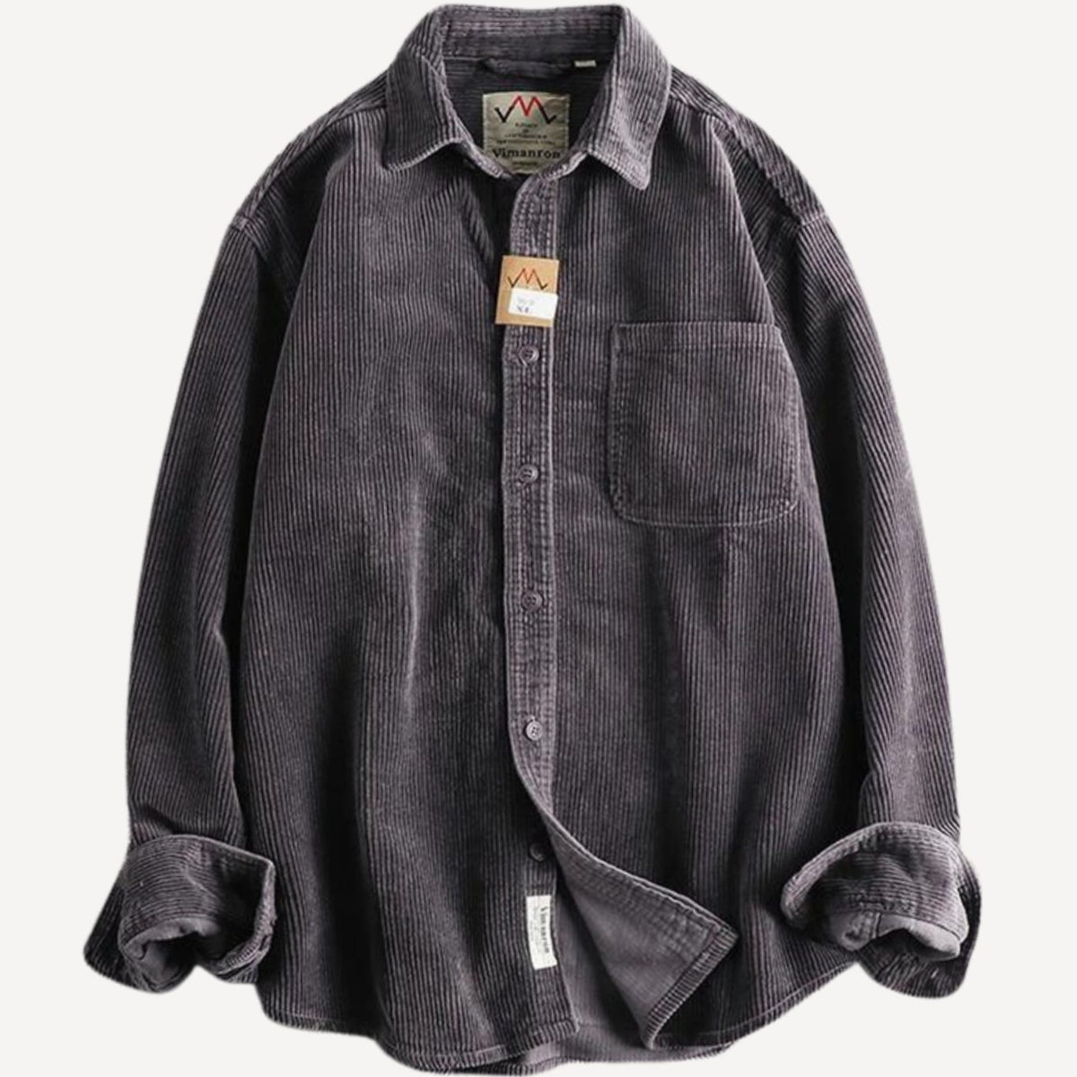 Men's Relaxed-Fit Corduroy Button-Up Long Sleeve Shirt - Plum