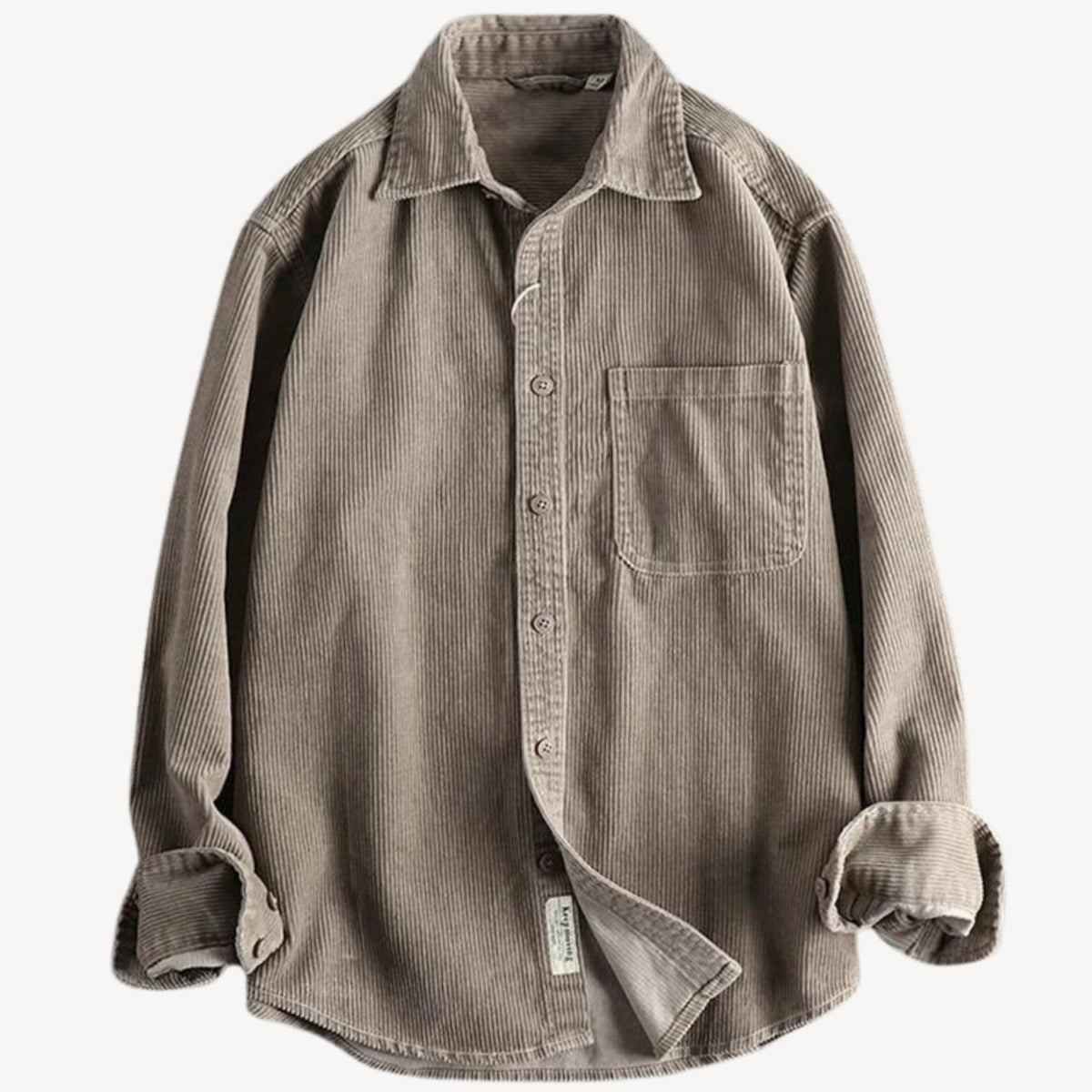 Men's Relaxed-Fit Corduroy Button-Up Long Sleeve Shirt - Taupe