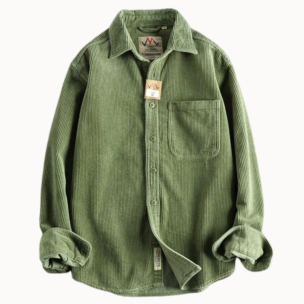 Men's Relaxed-Fit Corduroy Button-Up Long Sleeve Shirt - Sage