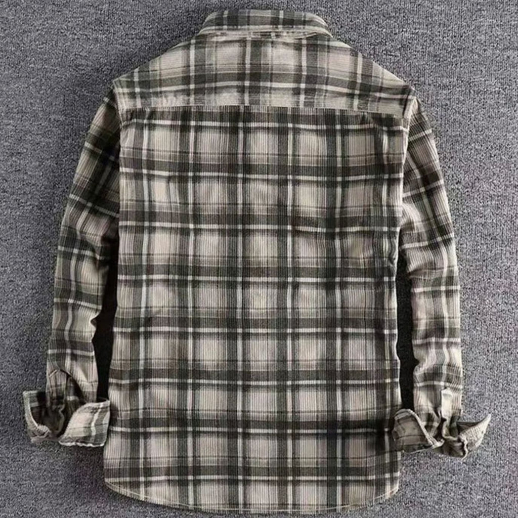 Men's Relaxed-Fit Long-Sleeve Plaid Flannel Shirt Dual Chest Pockets
