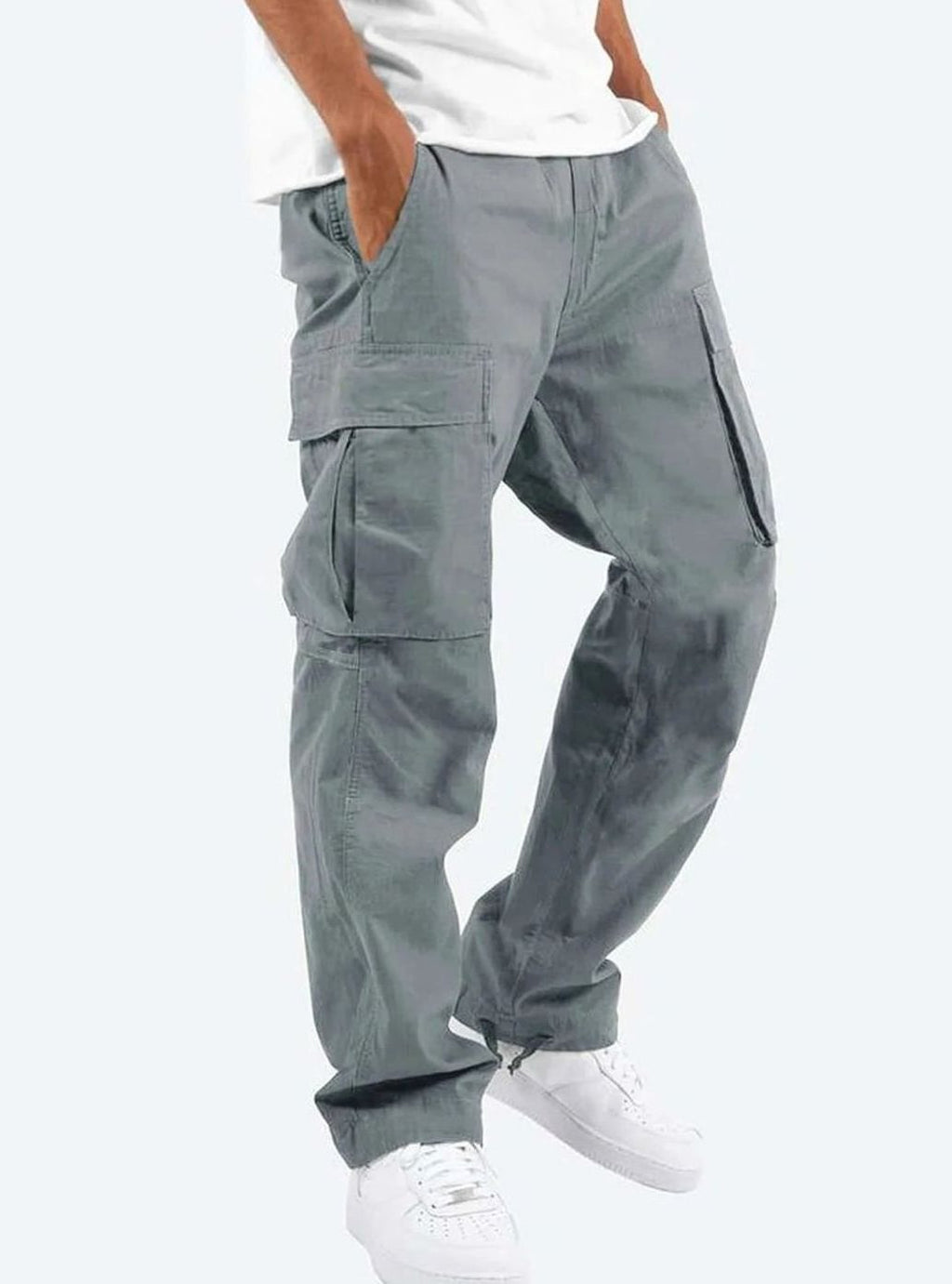 Men's Relaxed Fit Multi-Pocket Cargo Pants - Gray