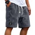 Men's Relaxed-Fit Waffle-Texture Drawstring Casual Shorts - Gray
