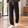 Men's Relaxed Straight-Leg Corduroy Drawstring Pants - Black