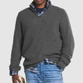 Men's Ribbed Knit Sweater Quarter-Zip Pullover - Gray