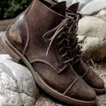 Men's Rugged Leather Ankle Lace-Up Boots - Dark Brown
