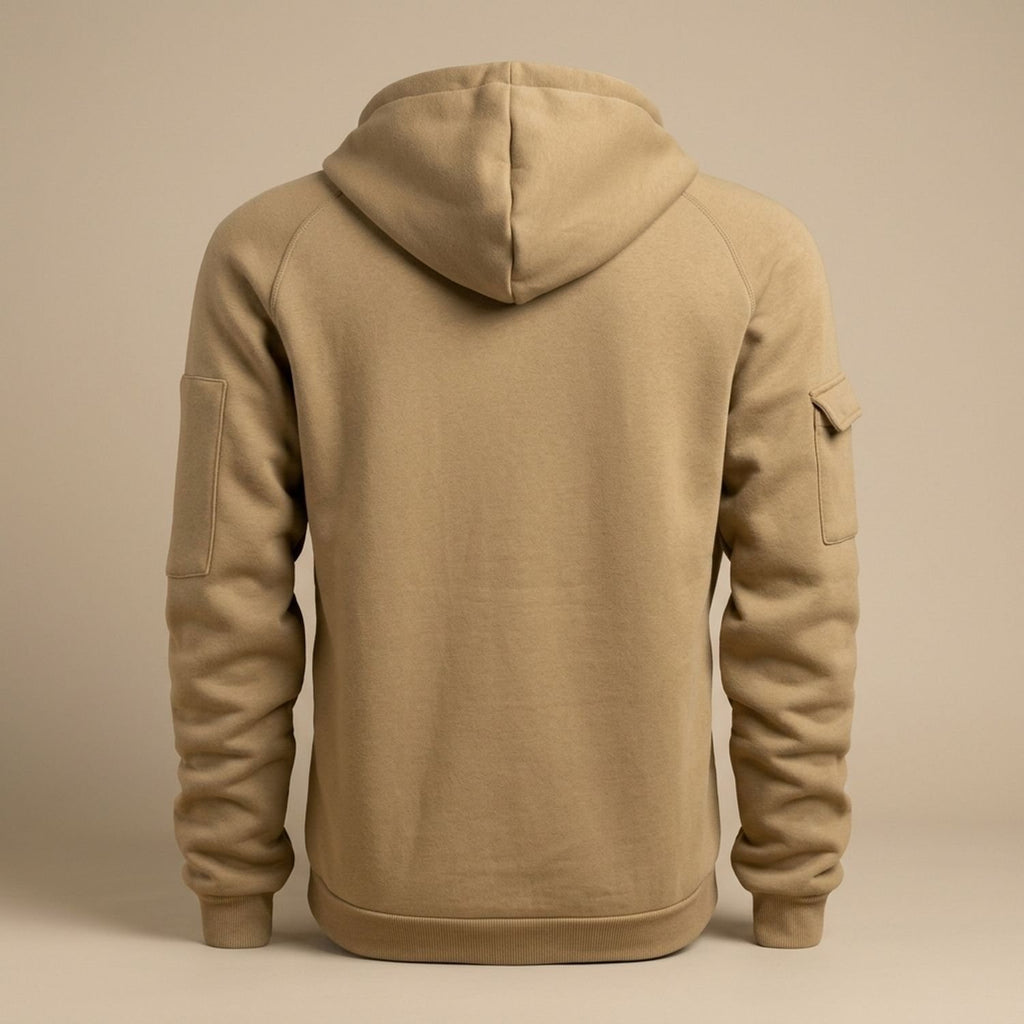 Men's Rugged Quarter-Zip Hooded Pullover Sweatshirt