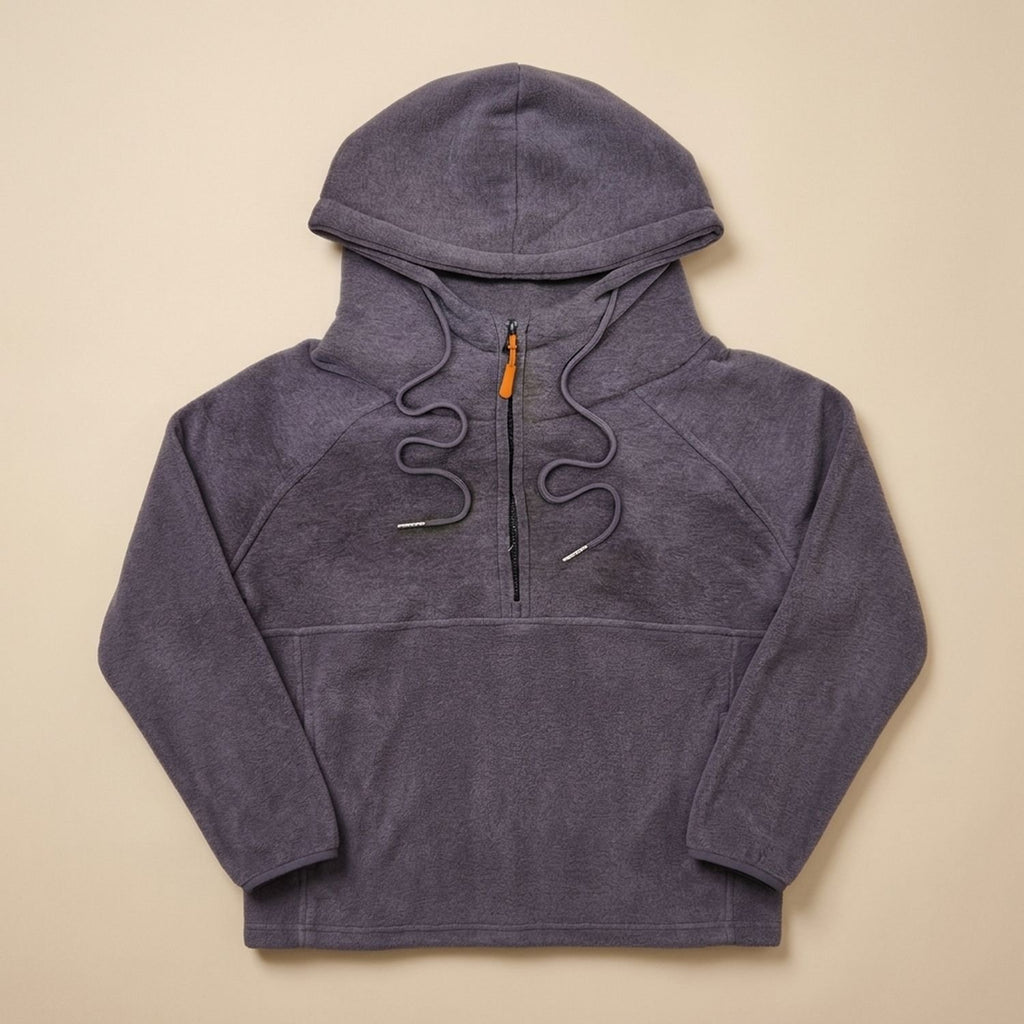 Men's Rugged Quarter-Zip Hooded Pullover Sweatshirt
