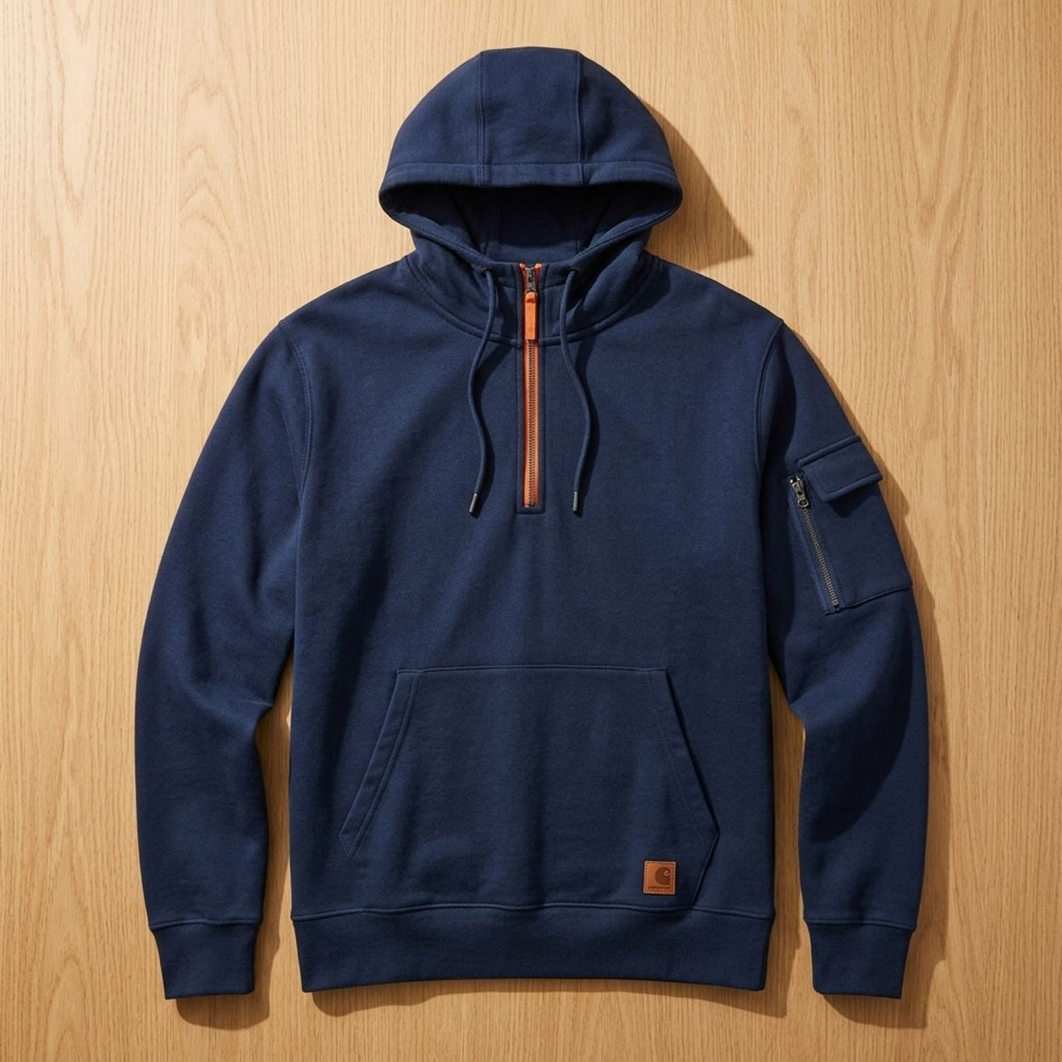 Men's Rugged Quarter-Zip Hooded Pullover Sweatshirt