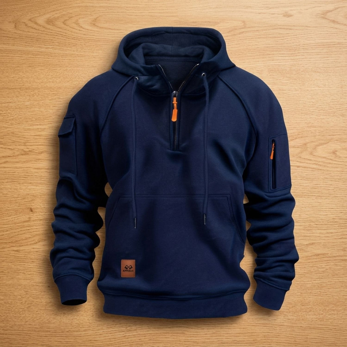 Men's Rugged Quarter-Zip Hooded Pullover Sweatshirt