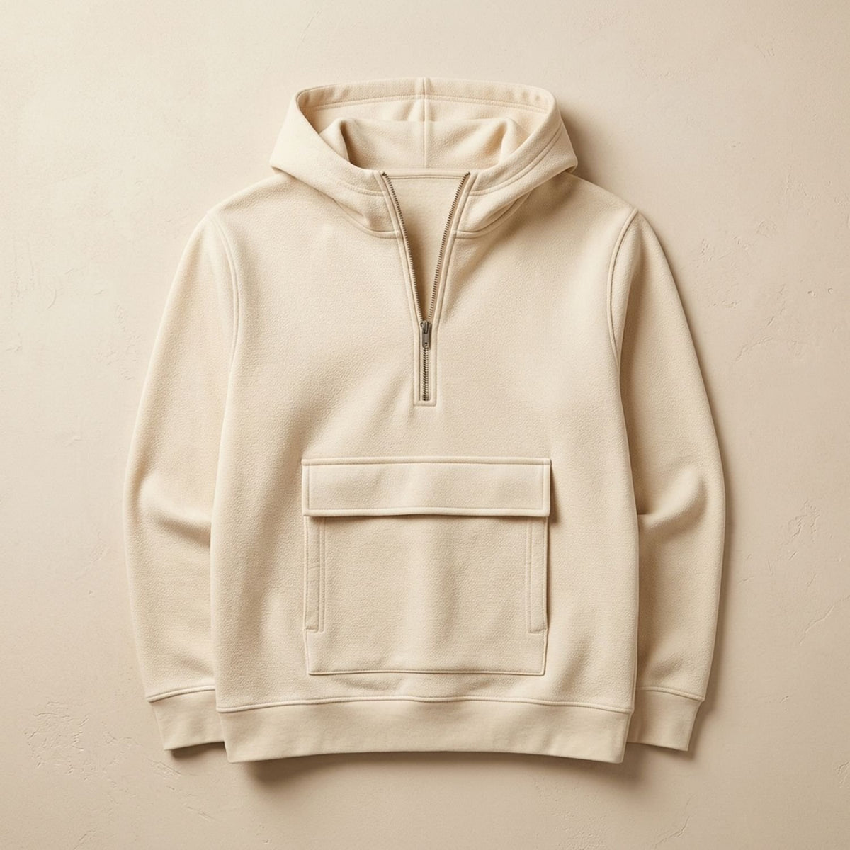 Men's Rugged Quarter-Zip Hooded Pullover Sweatshirt