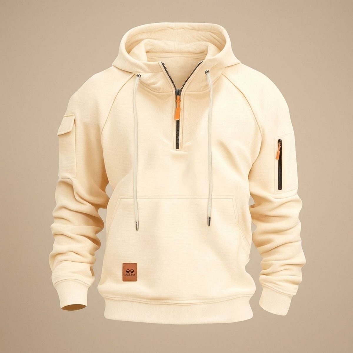 Men's Rugged Quarter-Zip Hooded Pullover Sweatshirt