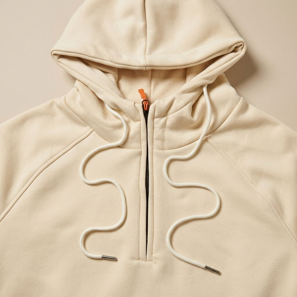 Men's Rugged Quarter-Zip Hooded Pullover Sweatshirt