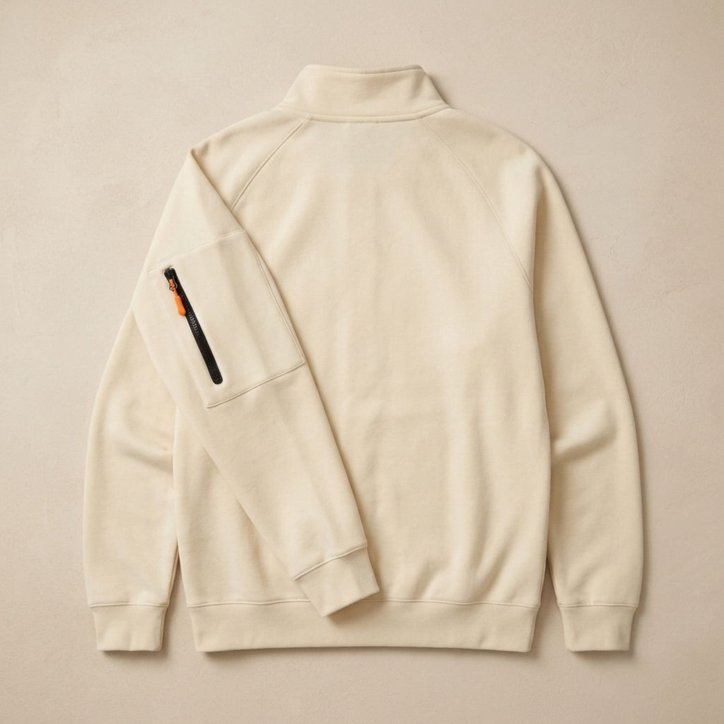 Men's Rugged Quarter-Zip Hooded Pullover Sweatshirt