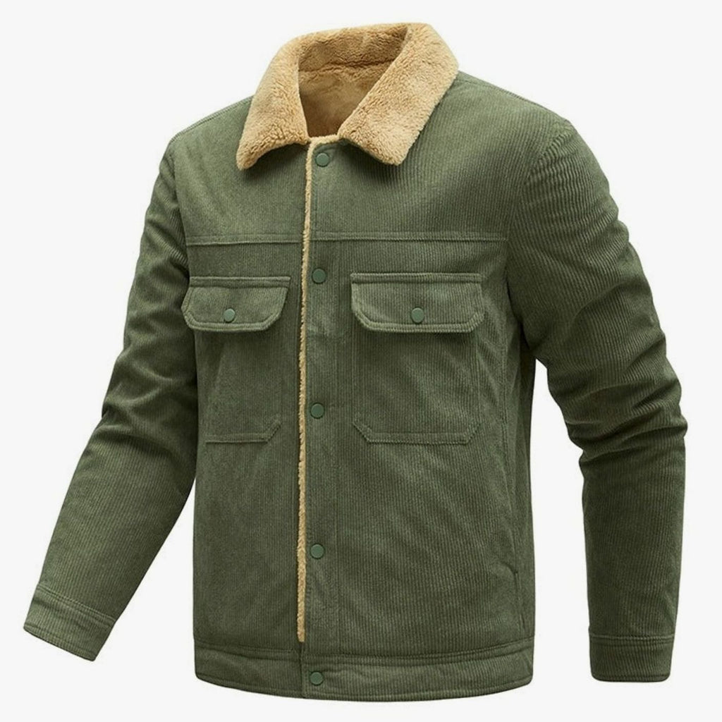 Men's Sherpa-Lined Corduroy Button-Front Jacket