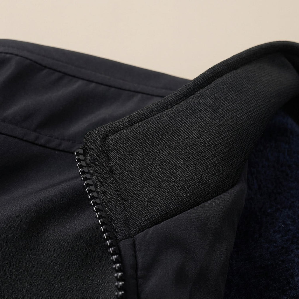 Men's Sherpa-Lined Zip-Up Bomber Jacket High Neck