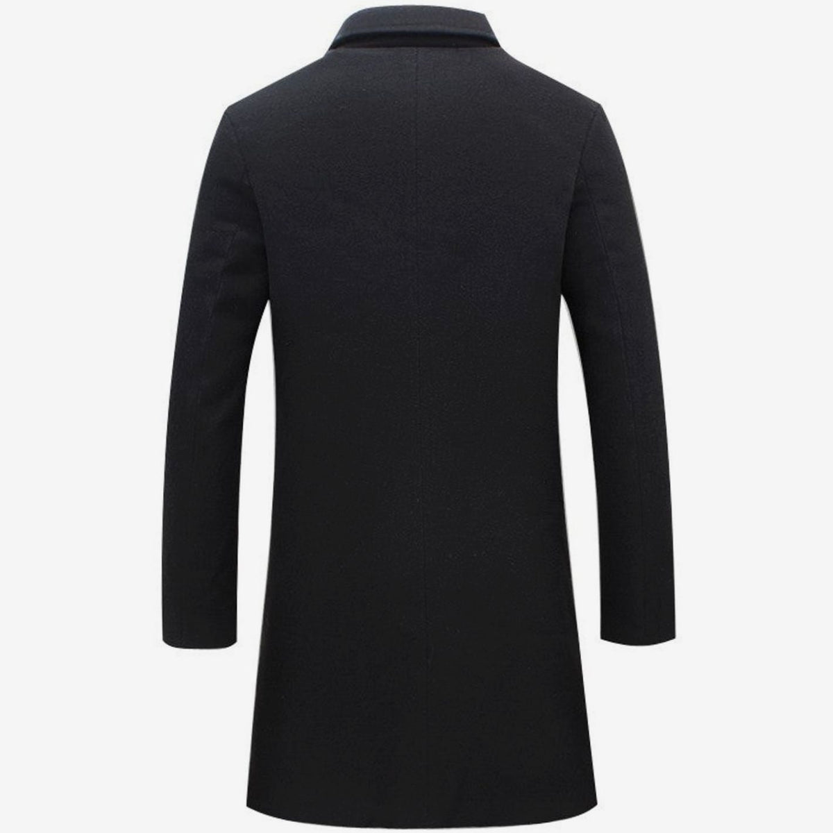 Men's Single-Breasted Notch-Lapel Wool-Blend Long Overcoat