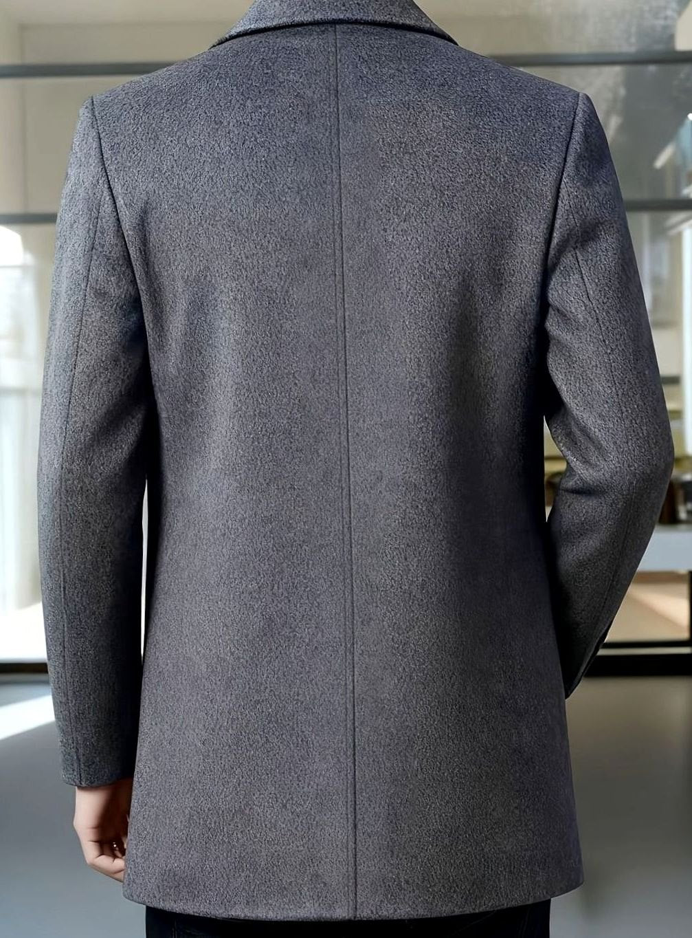 Men's Single-Breasted Wool Overcoat Classic Collar