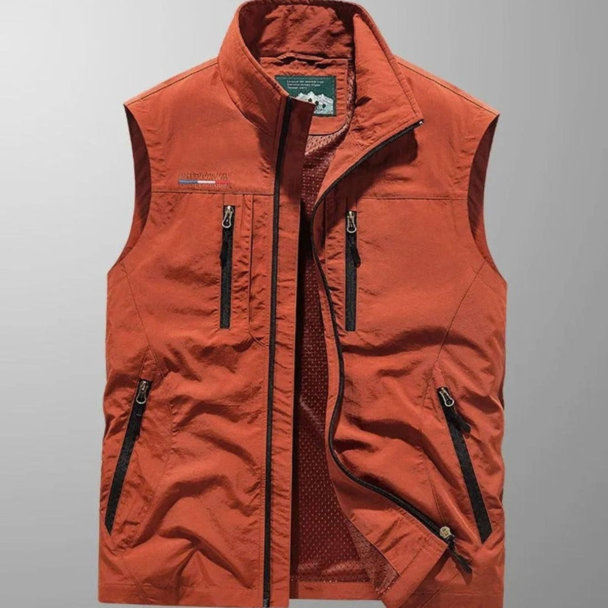Men's Sleeveless Multi-Pocket Water-Resistant Cargo Vest - Red