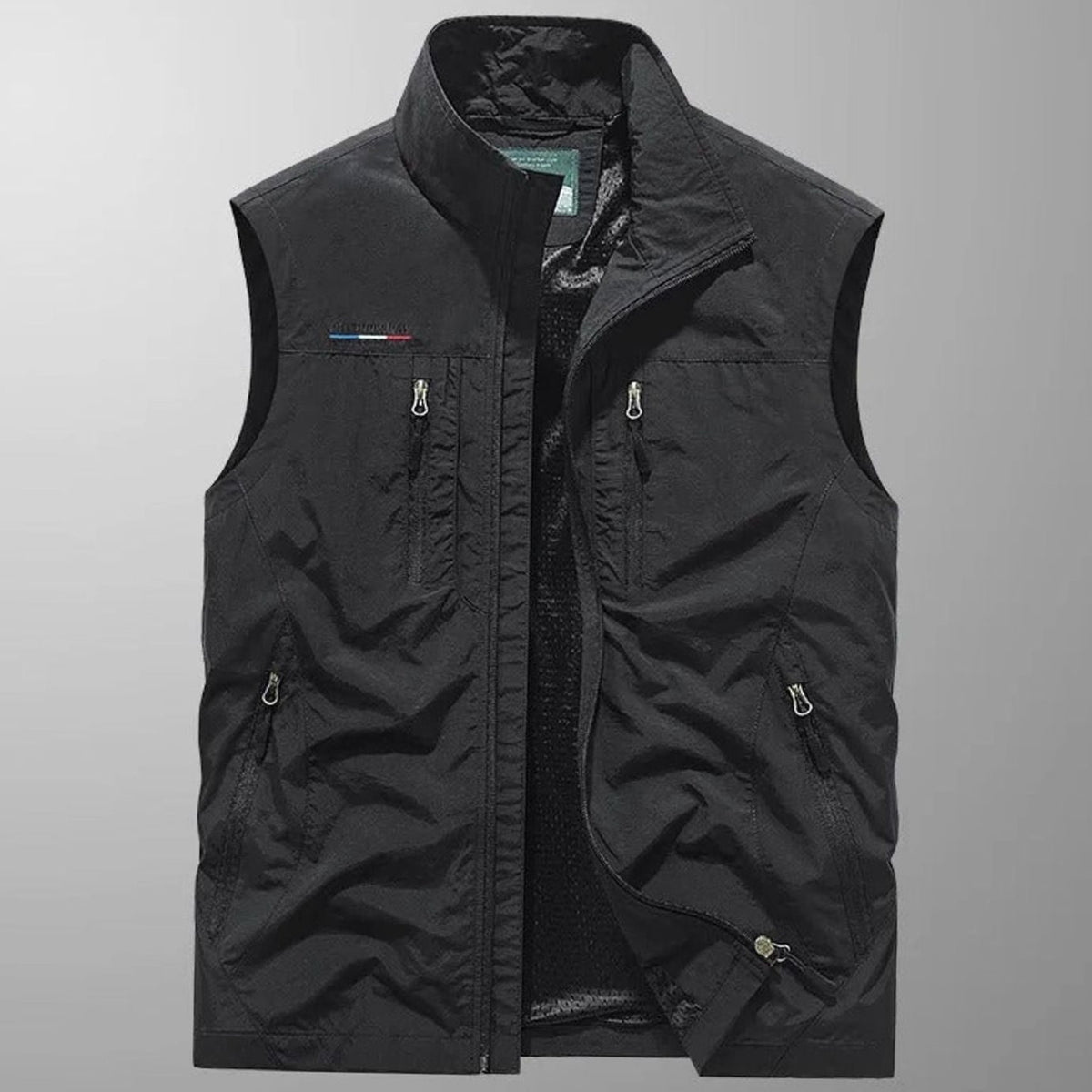 Men's Sleeveless Multi-Pocket Water-Resistant Cargo Vest - Black