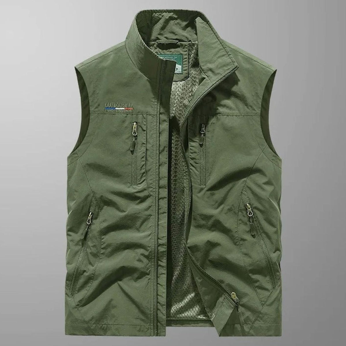 Men's Sleeveless Multi-Pocket Water-Resistant Cargo Vest - Green