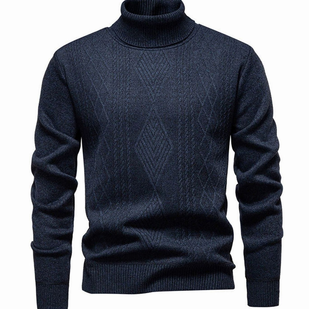 Men's Slim-Fit Cable-Knit Turtleneck Sweater - Dark Gray