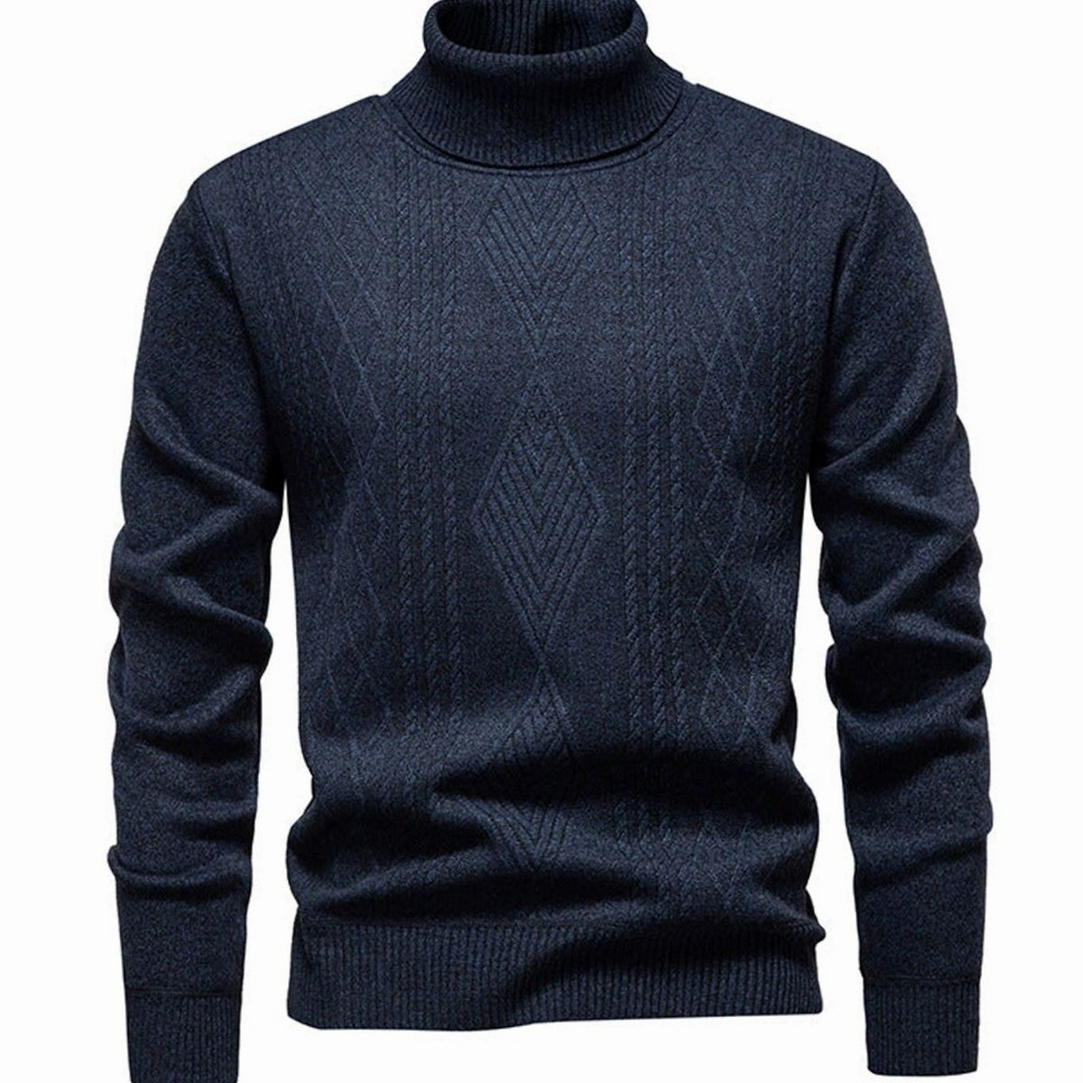 Men's Slim-Fit Cable-Knit Turtleneck Sweater - Dark Gray